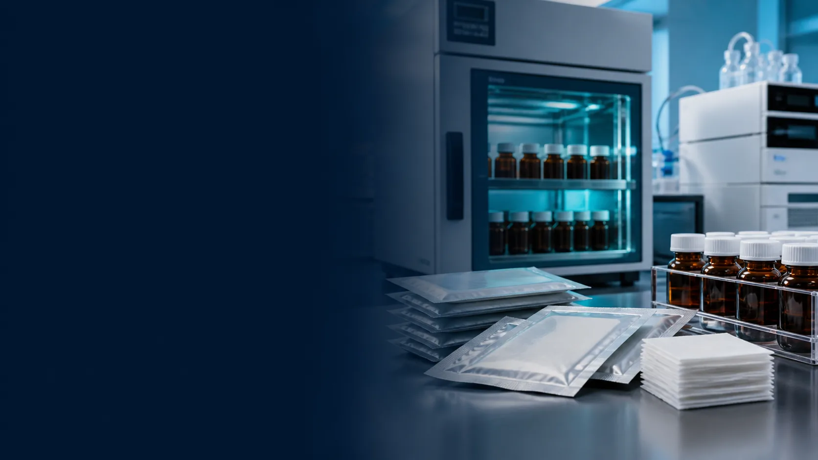 Sealed antioxidant oral film samples amber vessels and analytical instruments