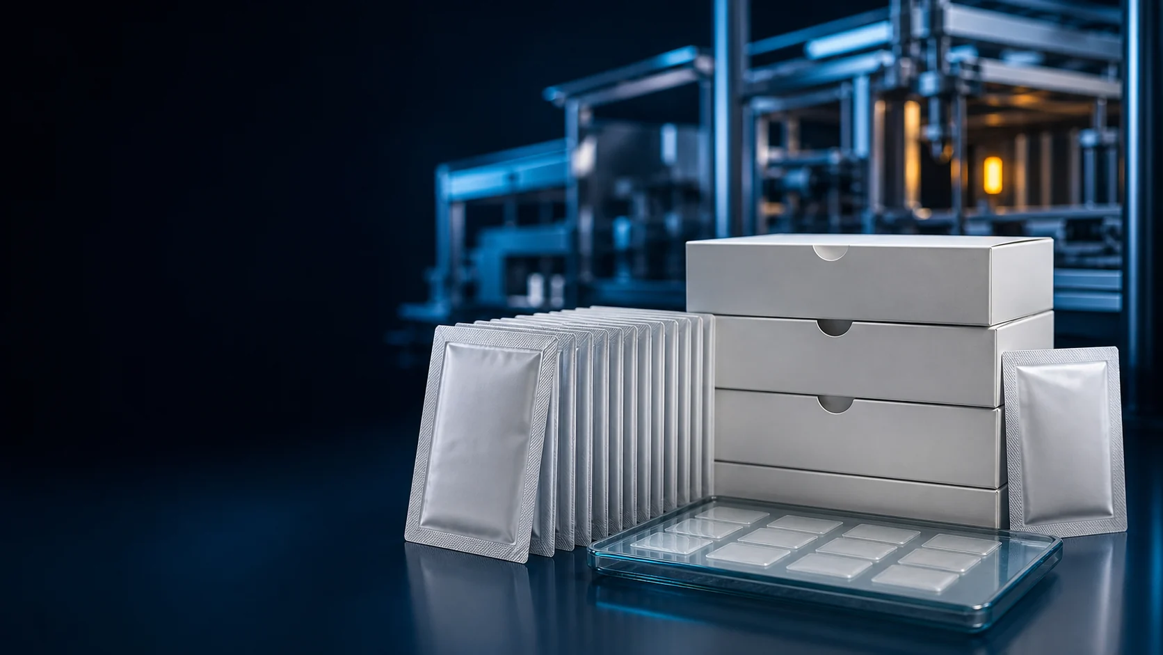 Organized caffeine oral film pouches cartons and quality samples prepared for B2B supply