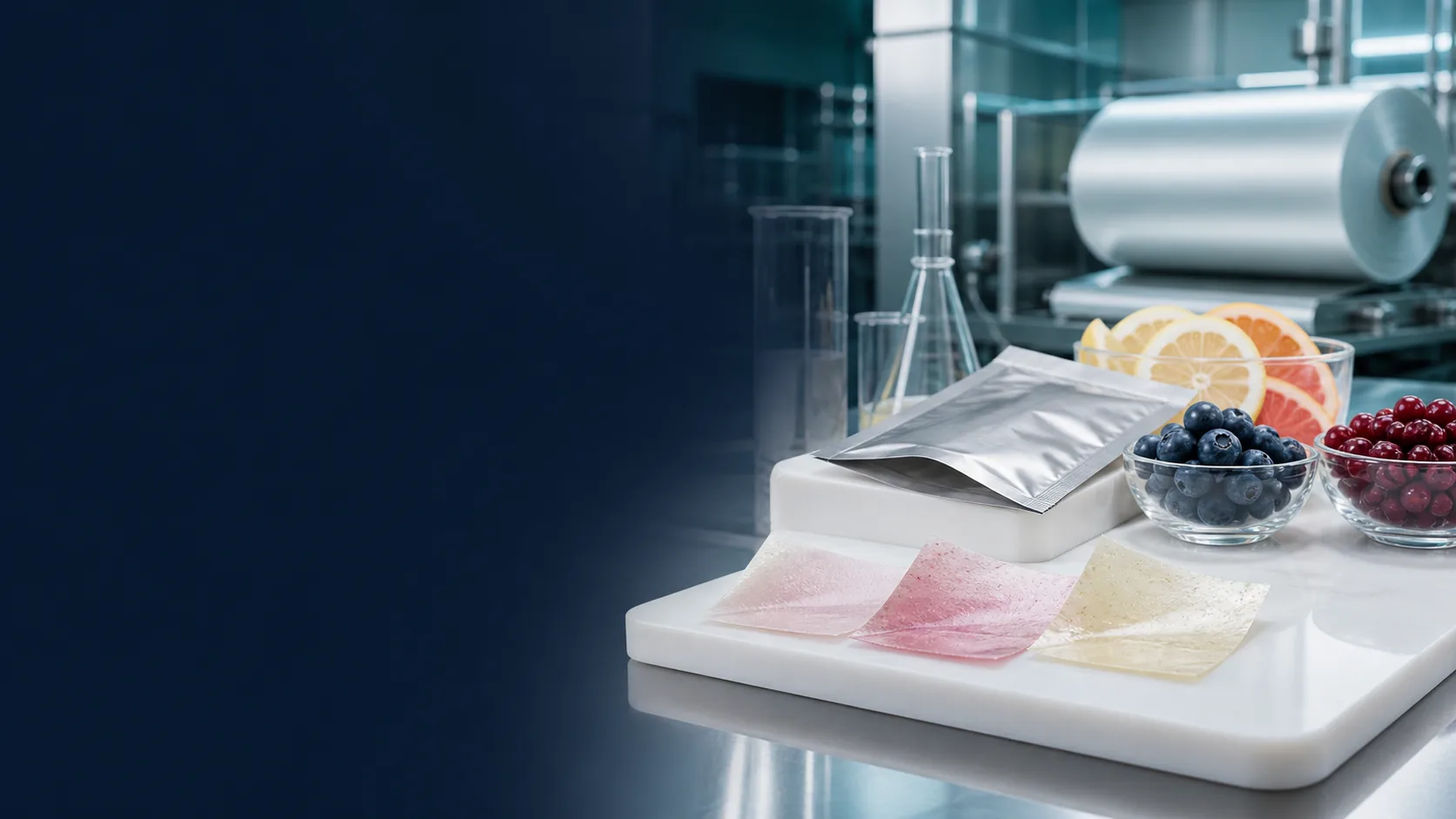 Berry citrus accents and collagen peptide oral film prototypes