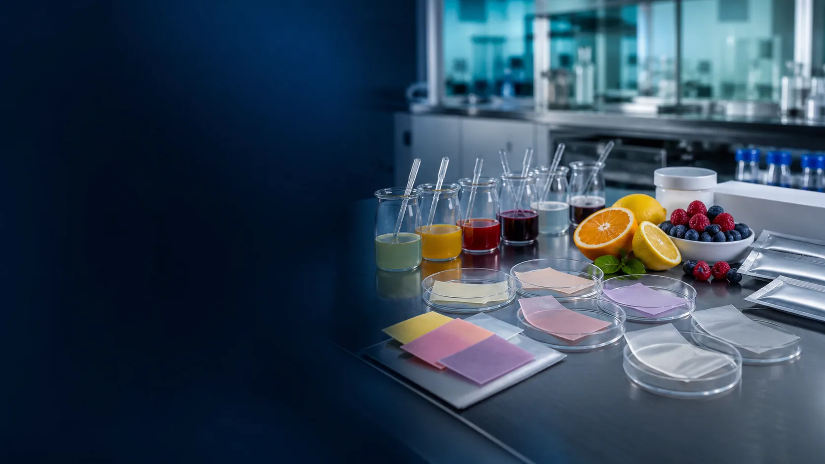 Citrus berry accents sample vessels and sports oral film strips