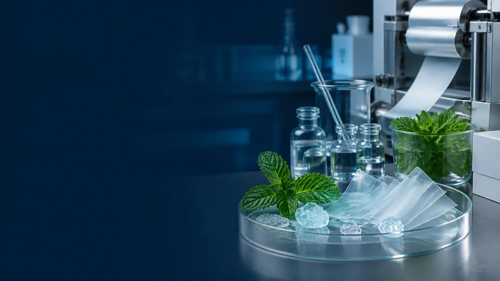 Mint ingredients crystalline cooling cues and oral strip samples