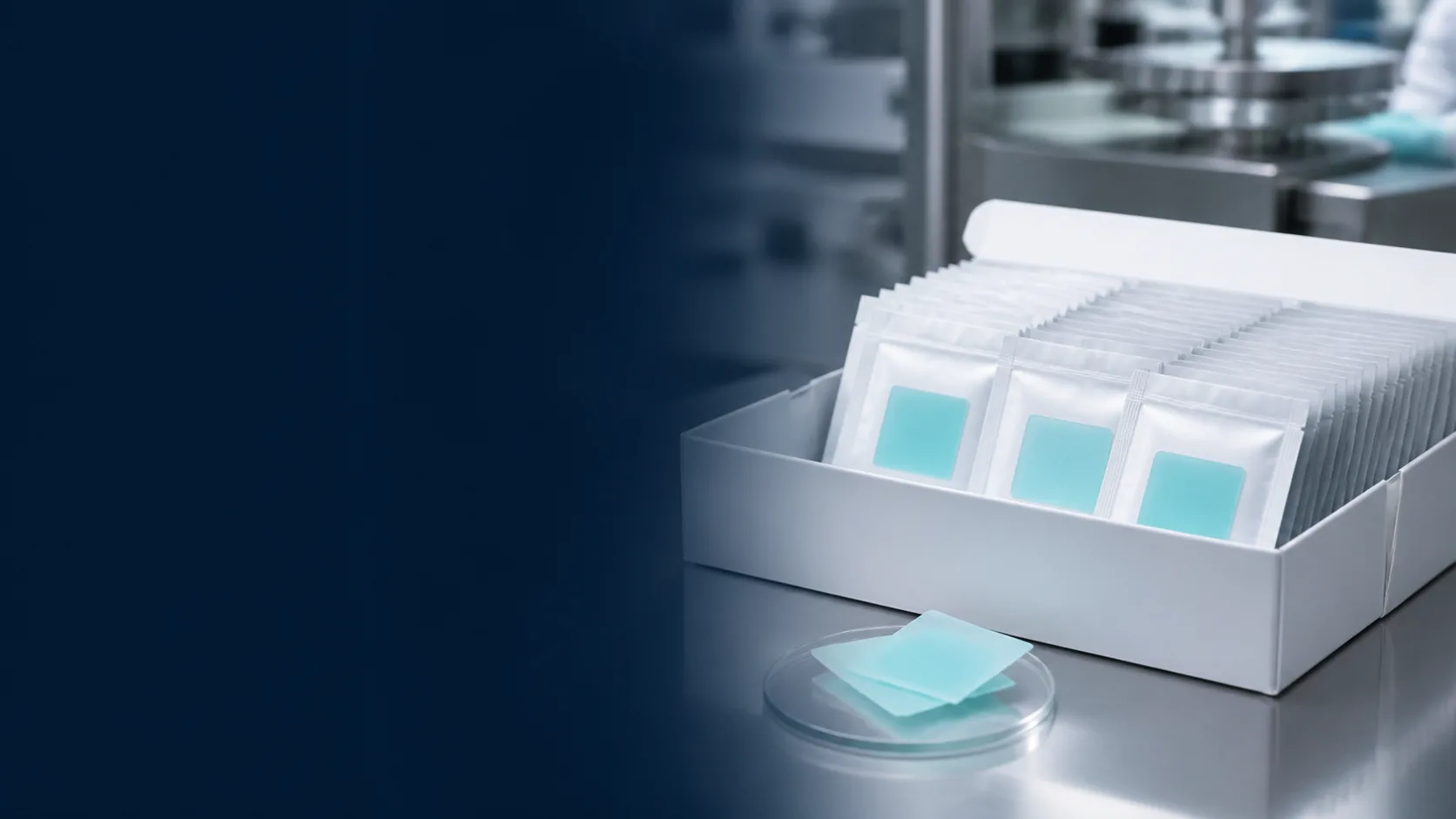 Individually packed fresh breath strips in a minimalist unbranded tray