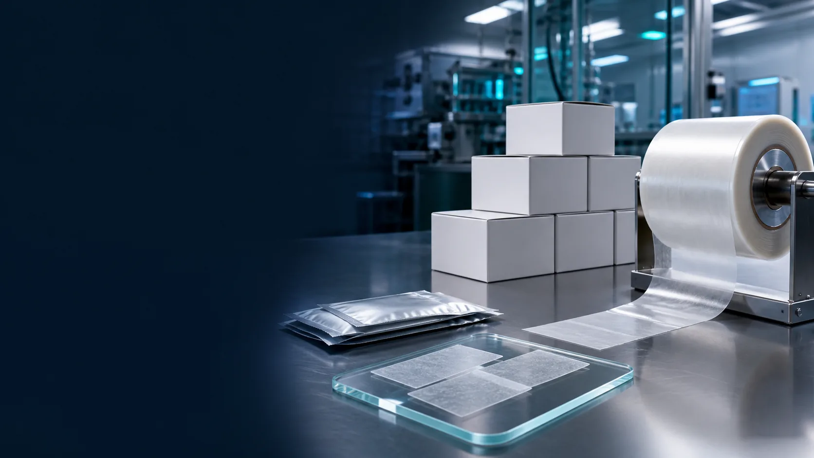 Prototype oral films pilot roll and organized commercial cartons at three scales
