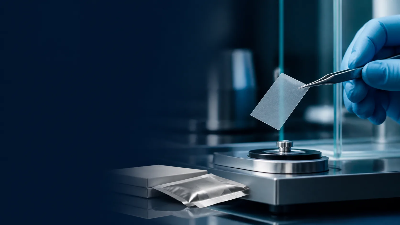 Quality control inspection of an oral film strip using precision laboratory instruments