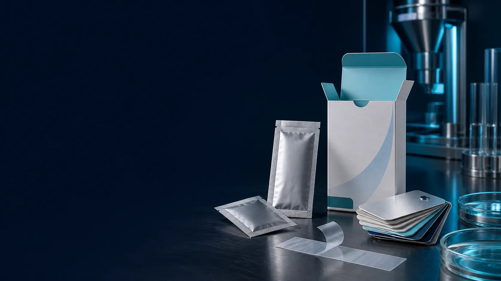 Oral film packaging development with foil pouch materials and blank carton mockups