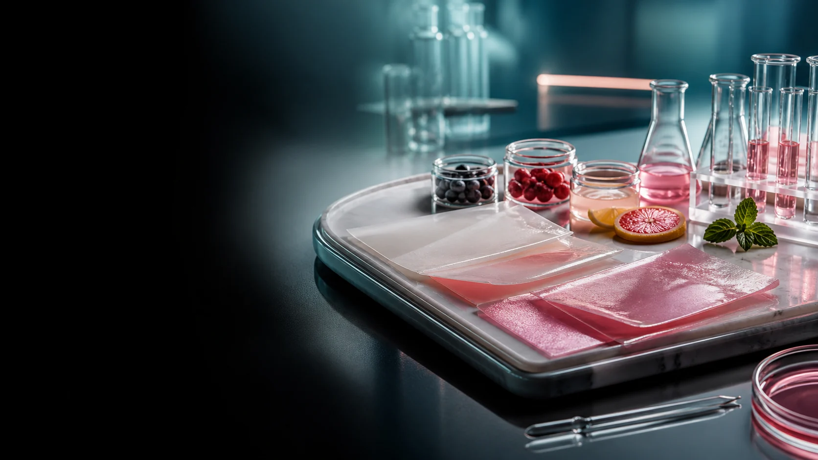 Peptide oral film sensory development with subtle berry and citrus cues