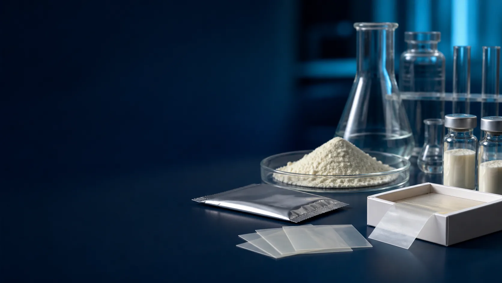 Freeze dried culture inspired powder cool glass vessels and oral film prototypes