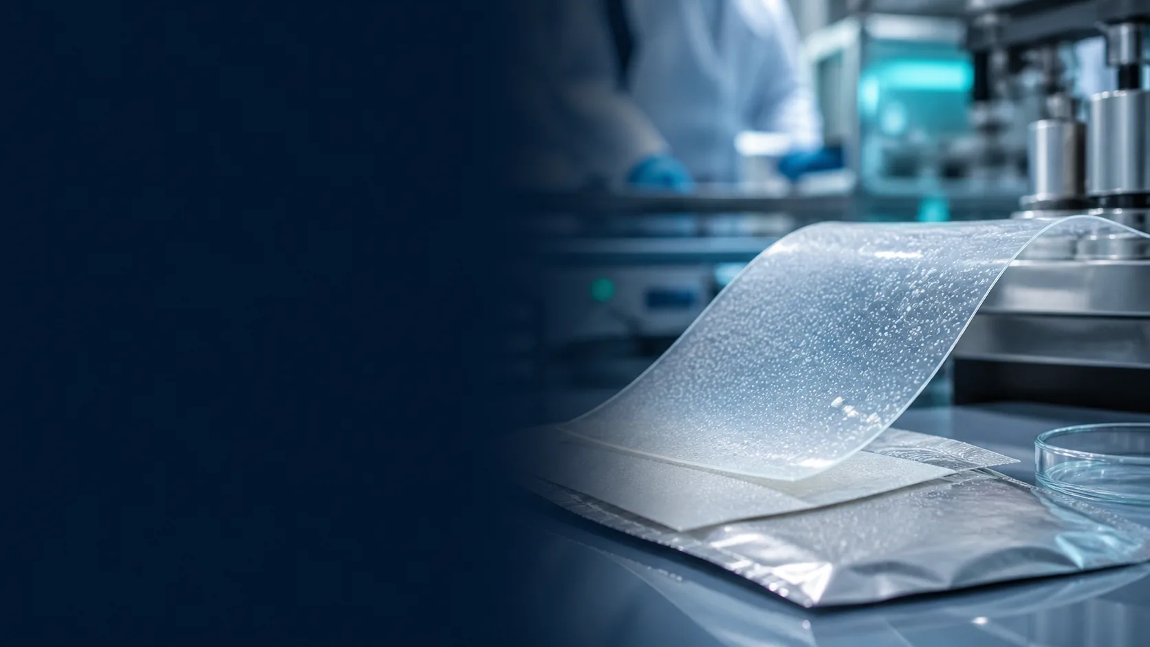 Scientific macro view of particles within a thin oral film matrix