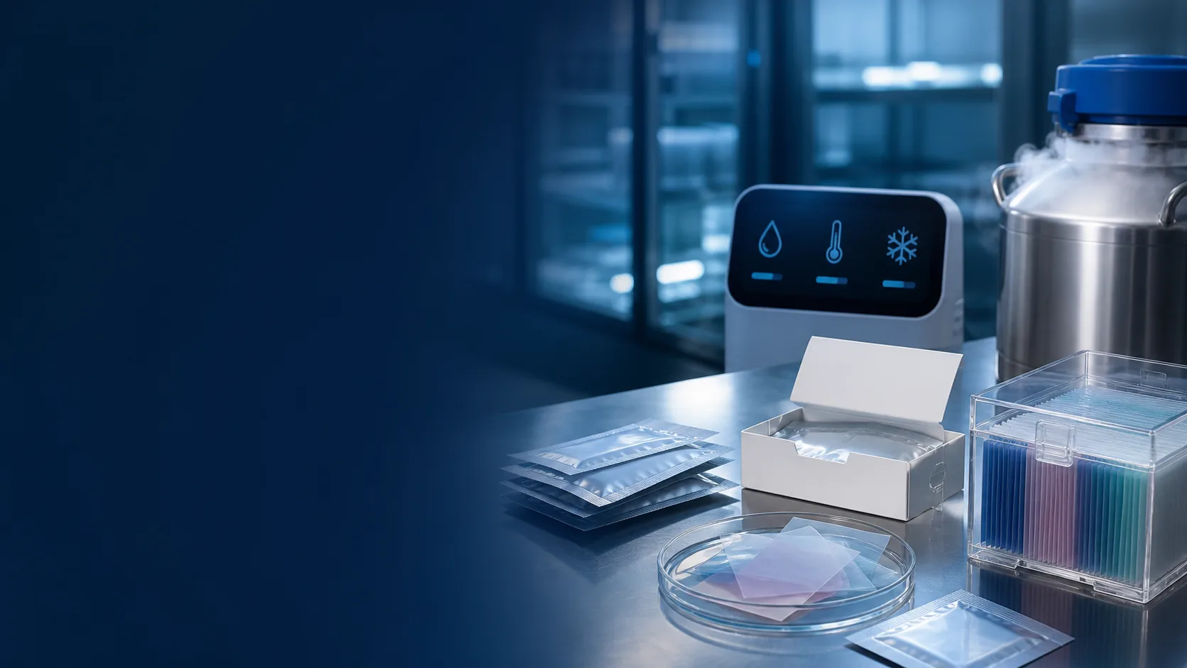 Protected oral film samples cool storage vessels and environmental monitoring