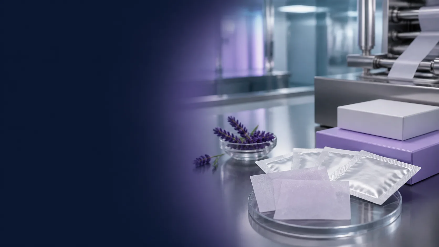 Mild botanical cues and oral film samples in calm laboratory lighting