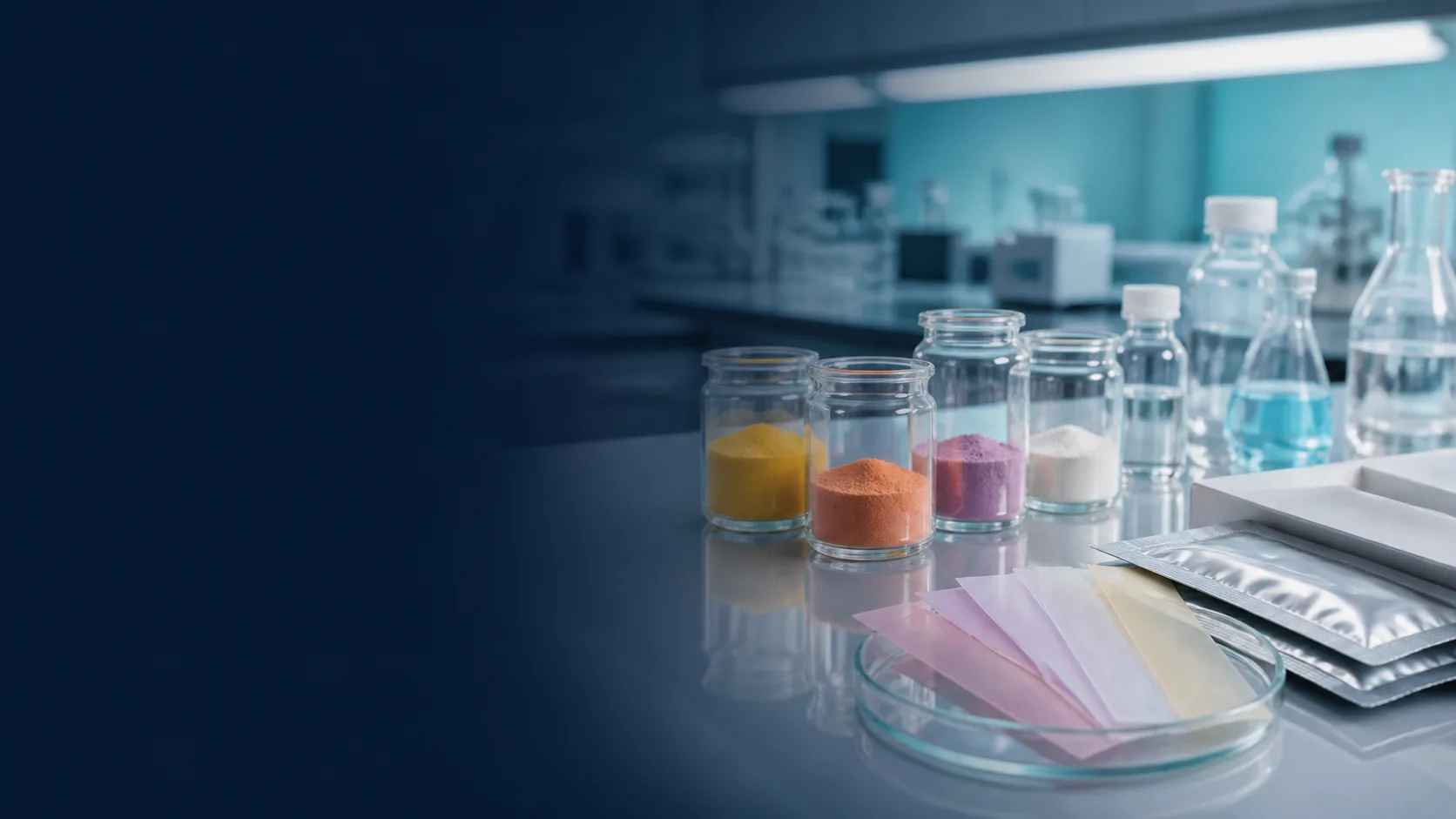 Micronutrient inspired powders clear solutions and oral film samples in a laboratory