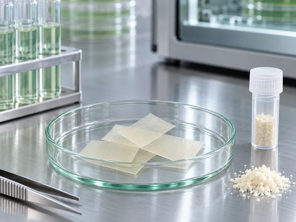 Probiotic and digestive oral film samples in a laboratory