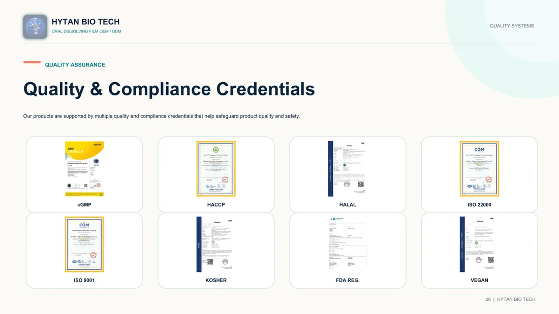 Quality certifications preview